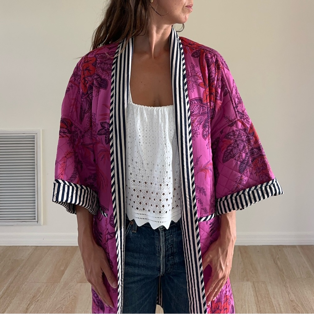 Anthropologie Mixed Pattern Robe - Picture 5 of 7